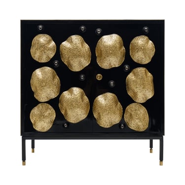 Mid-Century Modern Black and Gold Murano Glass Cabinet