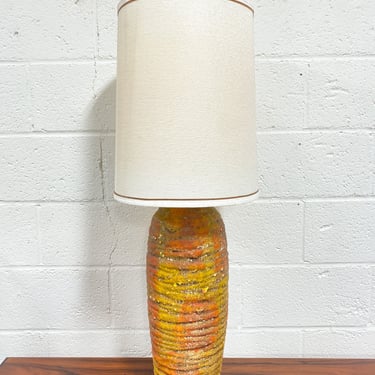 Orange Mid Century Pottery Lamp