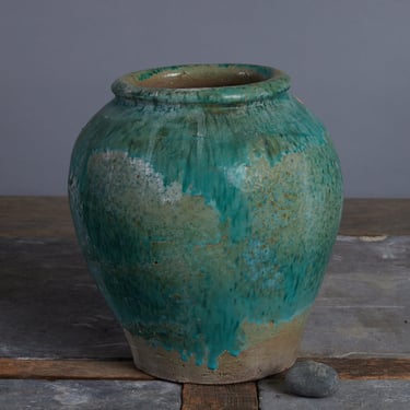 19th Century Blue Green Glaze Borneo Storage Jar
