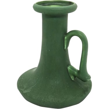 1910 Vintage American Hampshire Pottery Matte Green Candle Holder 
