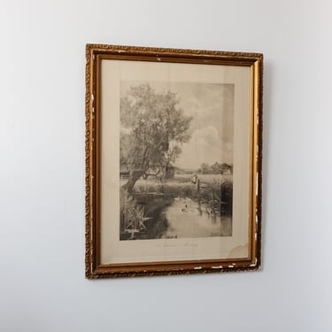 antique English framed lithograph, “A Summer’s Morning”