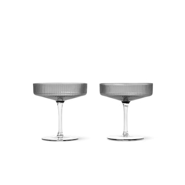 Ripple Champagne Saucers, Set of 2, Smoked