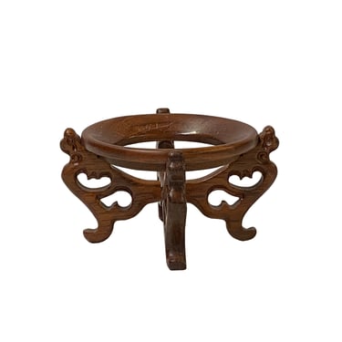 2.25" Oriental Brown Wood Round Open Center Table Top Stand Riser ws3295E 