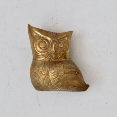 Vintage Mid Century Large Brass Owl Sculpture 