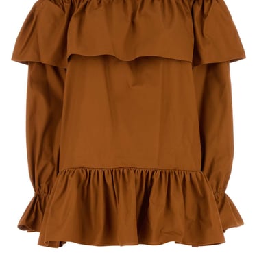 Saint Laurent Women Caramel Twill Mini Dress