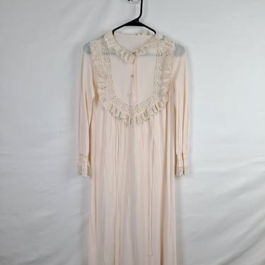 Vintage 80s Ivory Frilly Lace Sheer Night Dress 