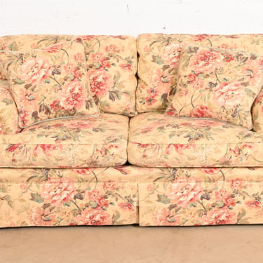 Baker Furniture Contemporary Down-Filled Floral Upholstered Love Seat