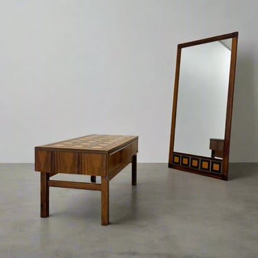 Danish Rosewood Hallway Table & Matching Mirror - #A1577 - Possibly Erik Wørtz for IKEA