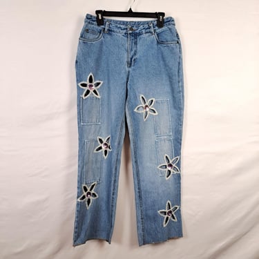 Vintage 2000s Flower Cut Out Jeans, Size Large 