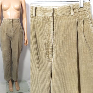 Vintage 80s Chunky Corduroy Menswear Khaki Trousers Size 27 x 30 