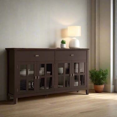 Artisan Wood &amp; Pine Large Sideboard Buffet in Dark Chestnut Brown FFW258-586