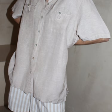Vintage Wheat Linen Short Sleeve Blouse