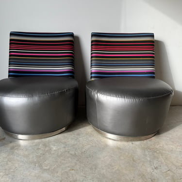 Jo Swivel Lounge Chairs by Thayer Coggin - a Pair 