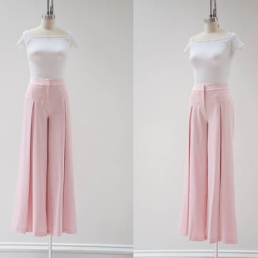 wide leg pants | 90s y2k vintage pastel blush pink pleated palazzo flare trousers 