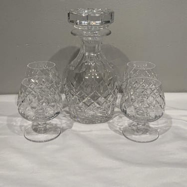 Cartier Crystal Cognac Brandy Snifters and Decanter 5 Piece Set, elegant barware, crystal barware, housewarming gifts, gifts for mom 