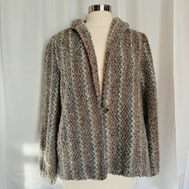 Vintage Fuzzy Lambswool Knit  Gray Cardiagan, Sweater, Jacket 
