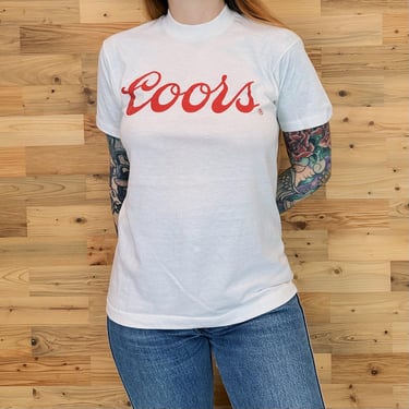 80's Coors Beer Vintage Paper Thin Soft White Tee Shirt T-Shirt 