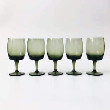 Mid Century Green Wine Glasses - Set of 5 - by Gorham Reizart 