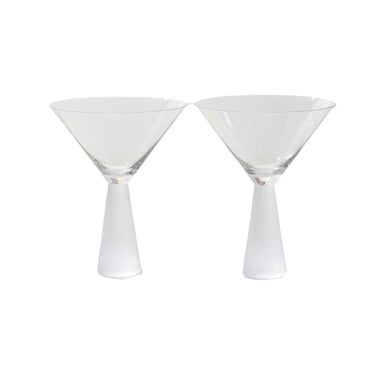 Pair of Frosted Stem Martini Glasses 