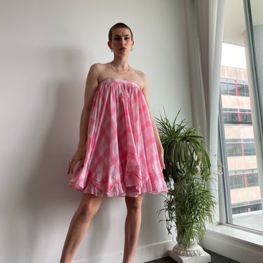 Handmade 50's Bubble Gum Pink Plaid Skirt / Dress 