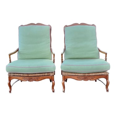 Stanford Furniture Louis XV French Country Ladderback Bergere Chairs - a Pair 