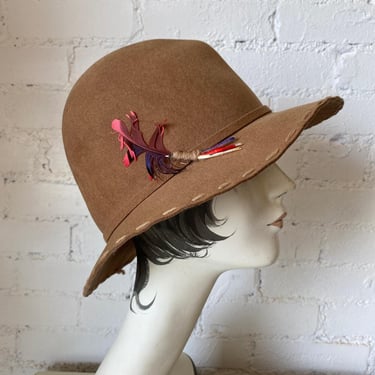 1970s brown wool fedora by frank olive, vintage hat, neiman marcus, 70s fashion 