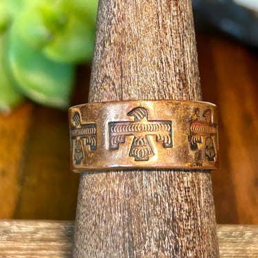 Vintage Copper Thunderbird Ring Native American Jewelry Handmade Signed Phoenix Bird Gift 
