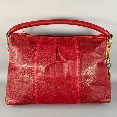 DONNA KARAN Burgundy Gold Leather Shoulder Handbag