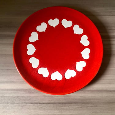 Vintage Waechtersbach Heart Plate West German, Red and White Hearts. Vintage Coffee, Kitchen Decorations. 