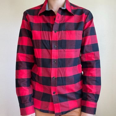 Ginew Native American Owned Red Black Plaid MOHICAN Crew Shirt BUFFALO PLAID 