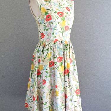 Poppy - 1980-90s - Cotton Floral - Dress - Sundress - Summer Dress - Estimated size M 