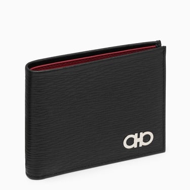 Ferragamo Black/Red Gancini Bi-Fold Wallet Men