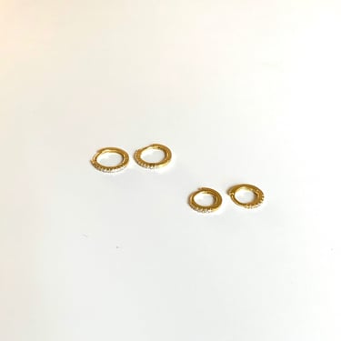 Pave hoops, mini gold