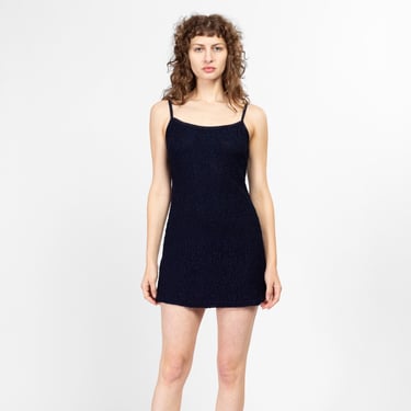 Petite Medium Y2K Midnight Blue Lace Mini Dress | Vintage Spaghetti Strap A Line Stretchy Party Dress 