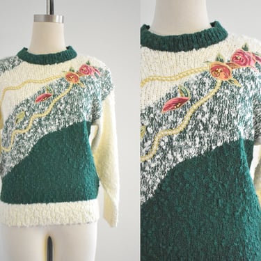 1980s Appliqued Boucle Sweater 