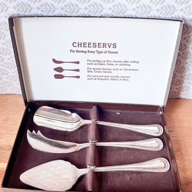 Vintage Set of Silverplate Cheese Knives. Vintage Charcuterie Board Accessories. Set of 3 Silverplate Cheese Servers 