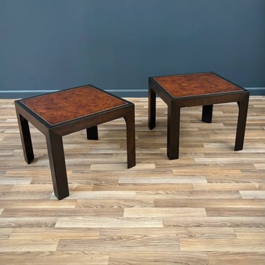 Pair of Mid-Century Modern Burl Wood Side Tables, c.1950’s 