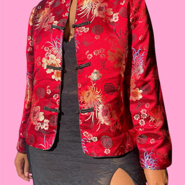 Red Floral Silk Jacket