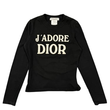 Dior 'J'Adore' Black Logo Long Sleeve Top