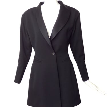 CLAUDE MONTANA- 1990s Black Tuxedo Jacket, Size 6