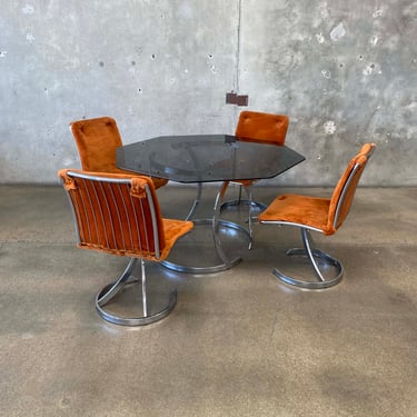 Mid Century Chrome Dining Table and Dining Chair Set