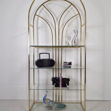 Vintage Brass & Glass Art Deco Revival 4 Tiered Etagere