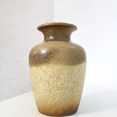 Large Vintage Scheurich Keramik Haro Beige Brown Textured Fat Lava Ceramic Floor Vase Mid Century Modern West German Pottery Art Modernist 