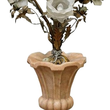 Marbro Florentine Tole & Marble Urn Form Designer Flower Lamp 
