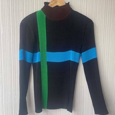 Issey Miyake 90s color block pleated top 