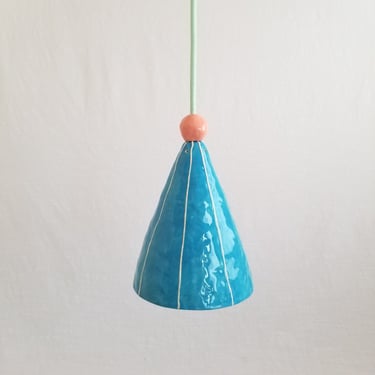 Small handmade ceramic pendant light. Cozy home decor 