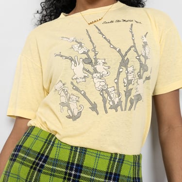 80'S SOFT THIN SHEER T-Shirt Vintage Cats Pussy Willow Michigan Tourist Tees Delicate / Medium 