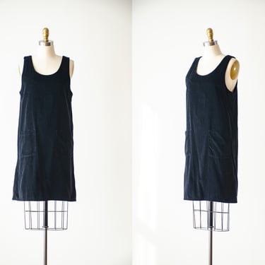 black velvet pinafore dress | 90s vintage Talbot's dark academia short velveteen sleeveless mini dress 