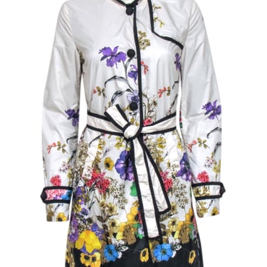 Moncler - Ivory w/ Multi Color Floral Snap Button Front Jacket Sz S