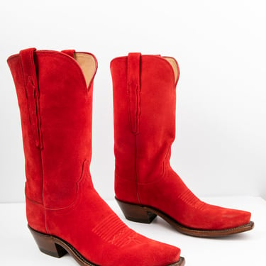 LUCCHESE Red Suede Cowboy Boot (Sz. 9)